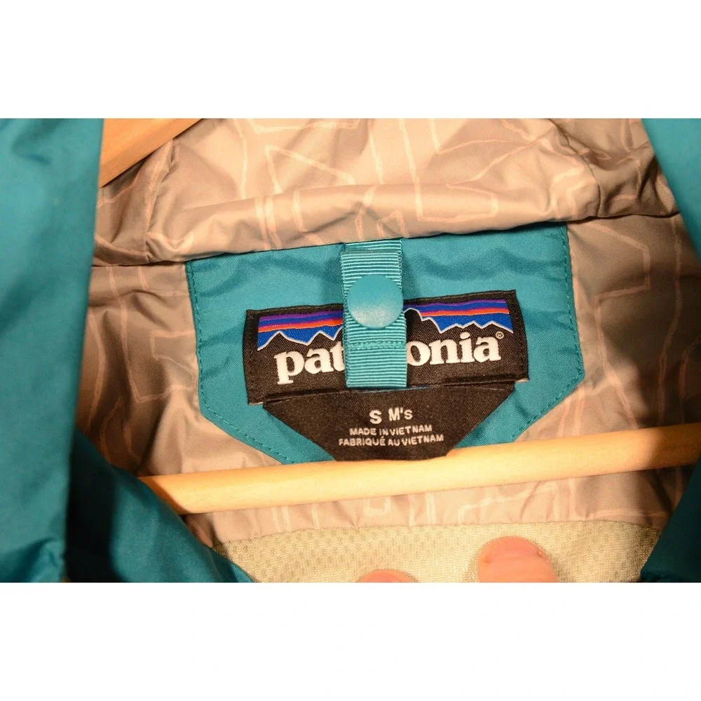 Patagonia Ski Jacket Mens Small Green Hooded RECCO Lined Zip Pockets Winter